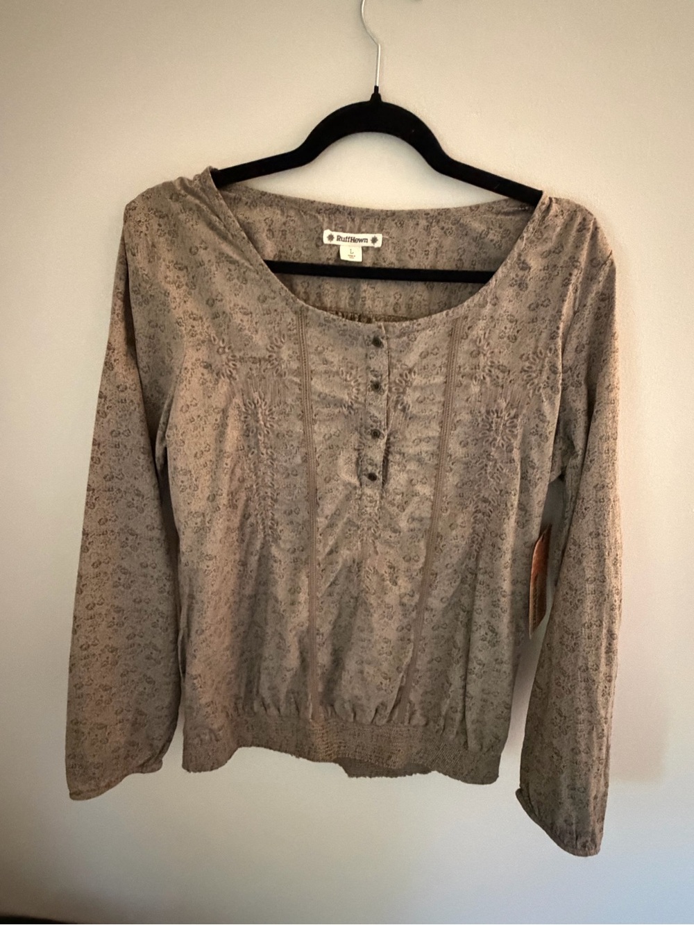 Embroidered Smocked Peasant Blouse Large